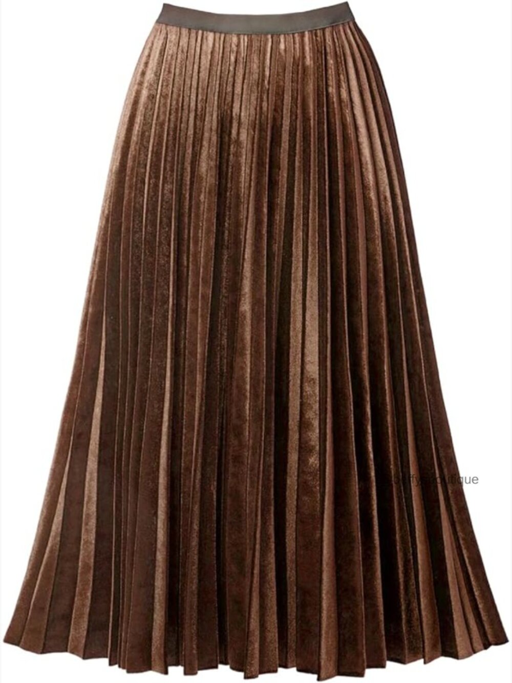 High Waist Velvet A-Line Pleated Midi Skirt